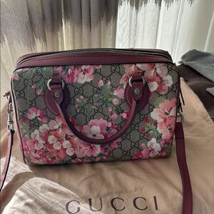 Gucci Pink and Green Floral Shoulder Bag